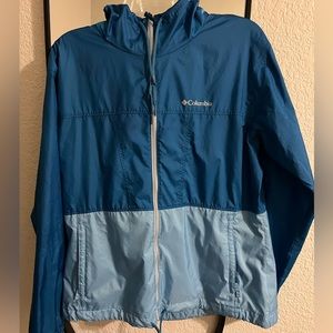 Columbia Center ridge two toned blue windbreaker rain jacket size medium